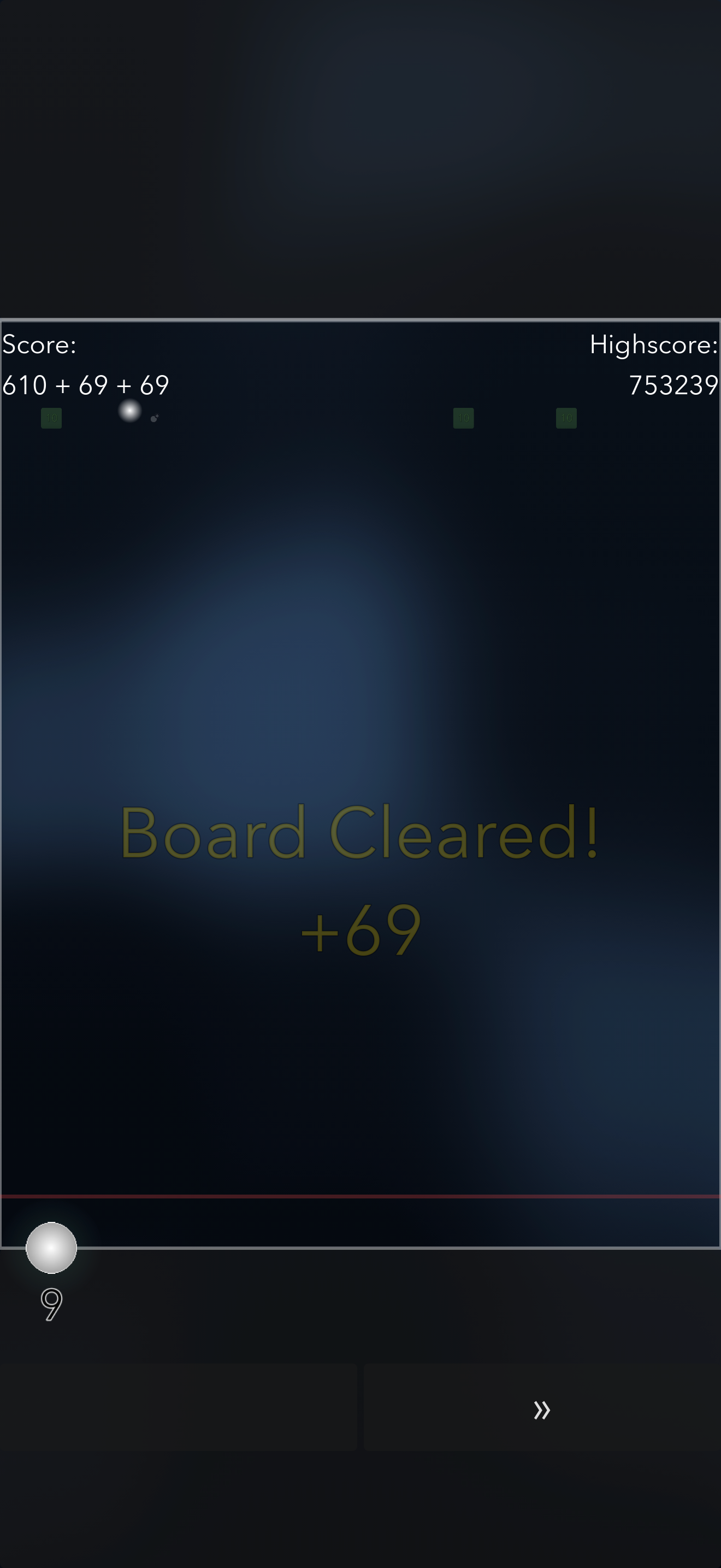 A big combo clearing the board with the multiplier badge lit